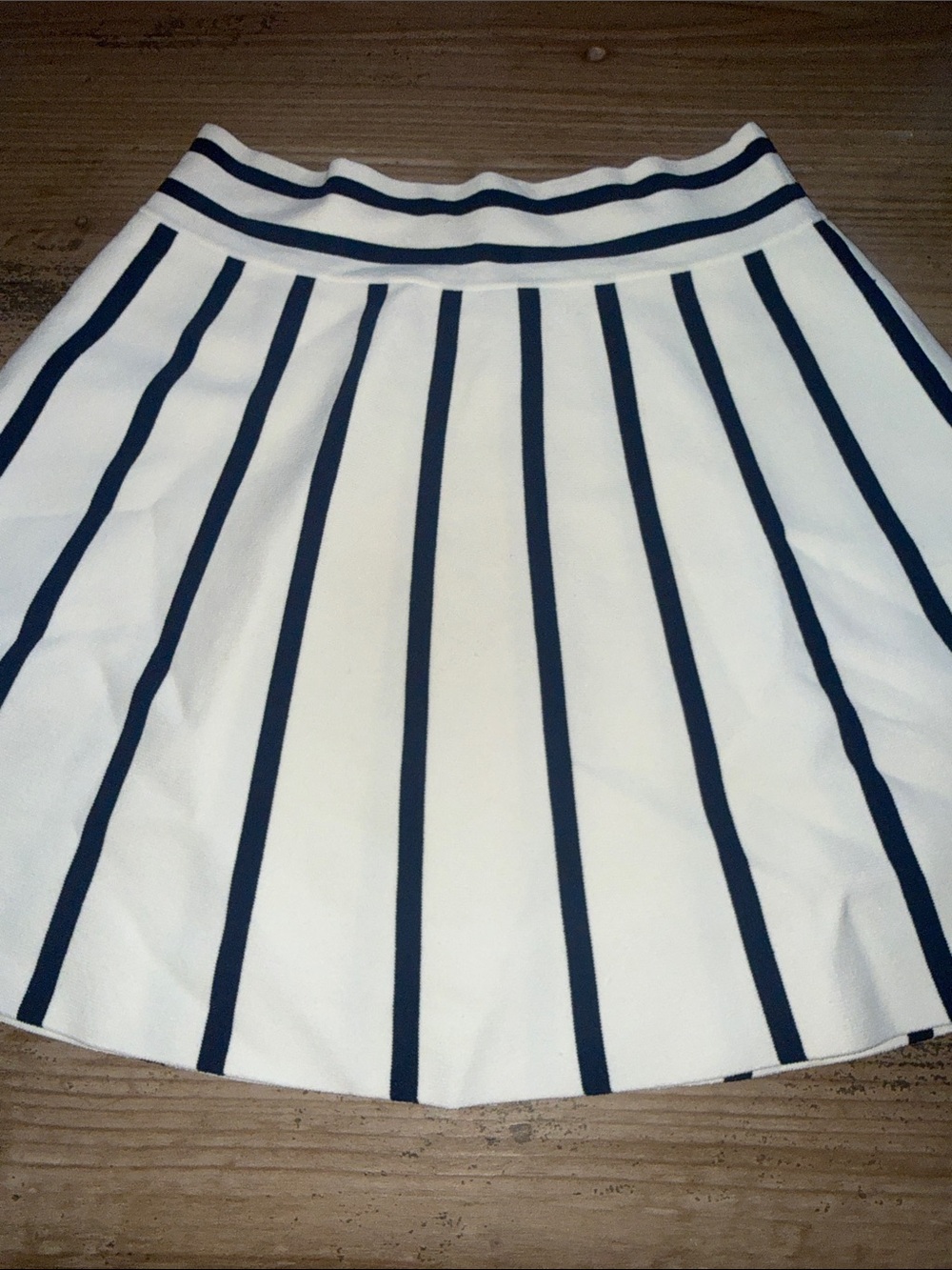 Milly Minis White and Navy Vertical-Stripe Midi Skirt